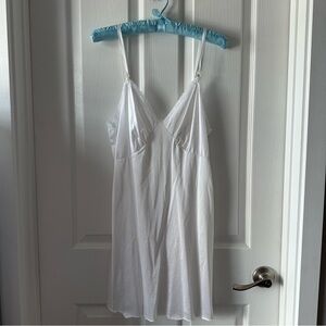 White Lace Trim Slip Dress